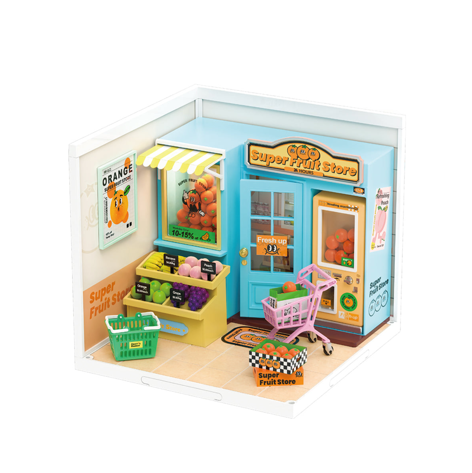 ROBOTIME Super Creator Super Fruit Store DIY Miniature House Kit - Super Creator