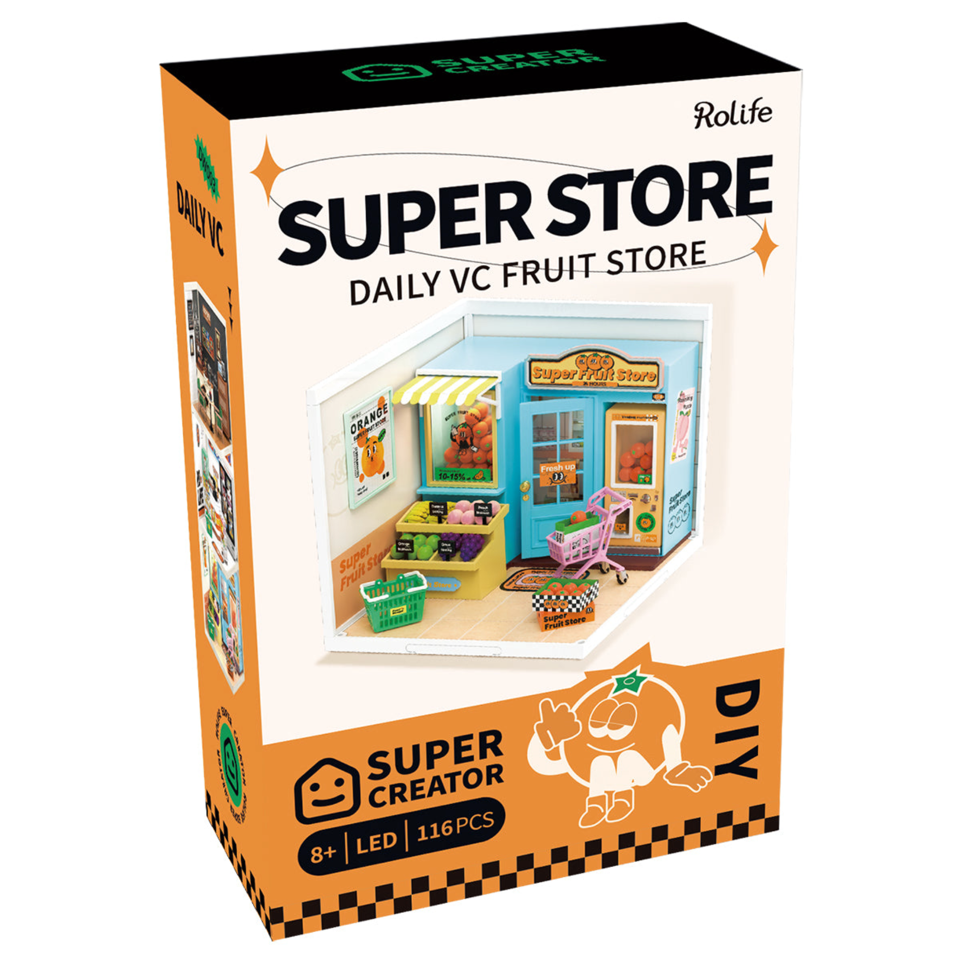 ROBOTIME Super Creator Super Fruit Store DIY Miniature House Kit - Super Creator