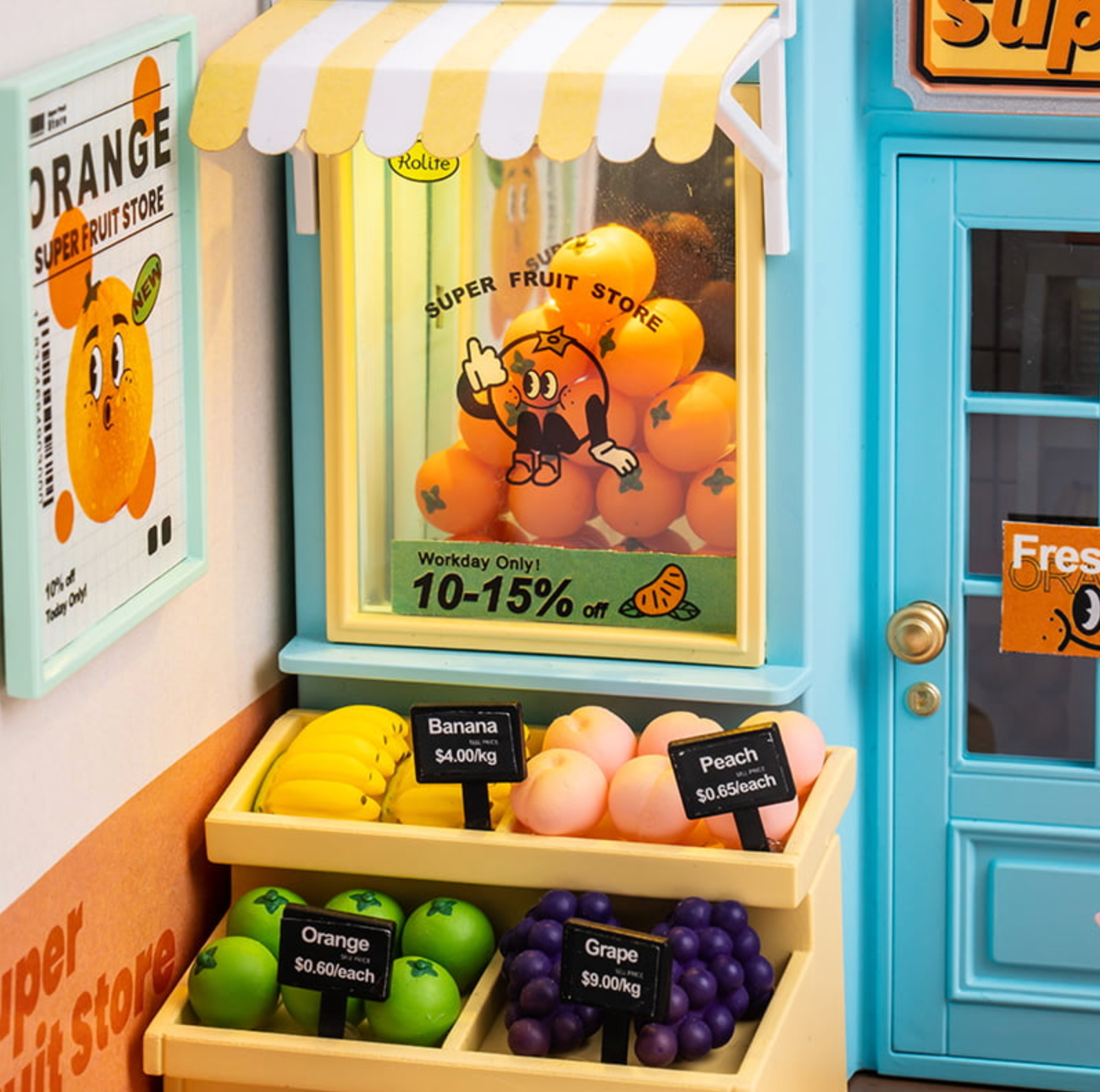 ROBOTIME Super Creator Super Fruit Store DIY Miniature House Kit - Super Creator