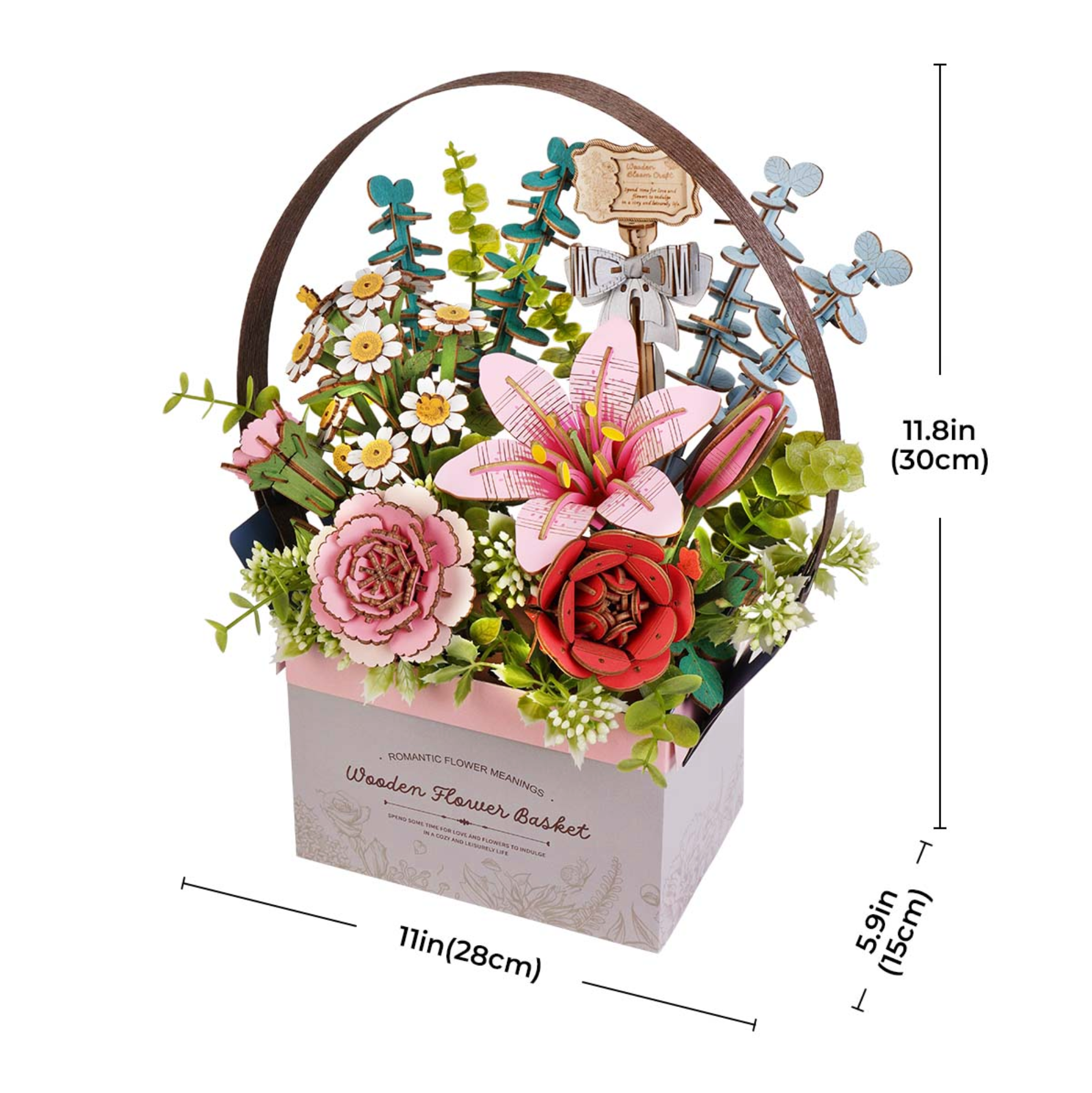 ROBOTIME Wooden Flower Basket DIY 3D Puzzle