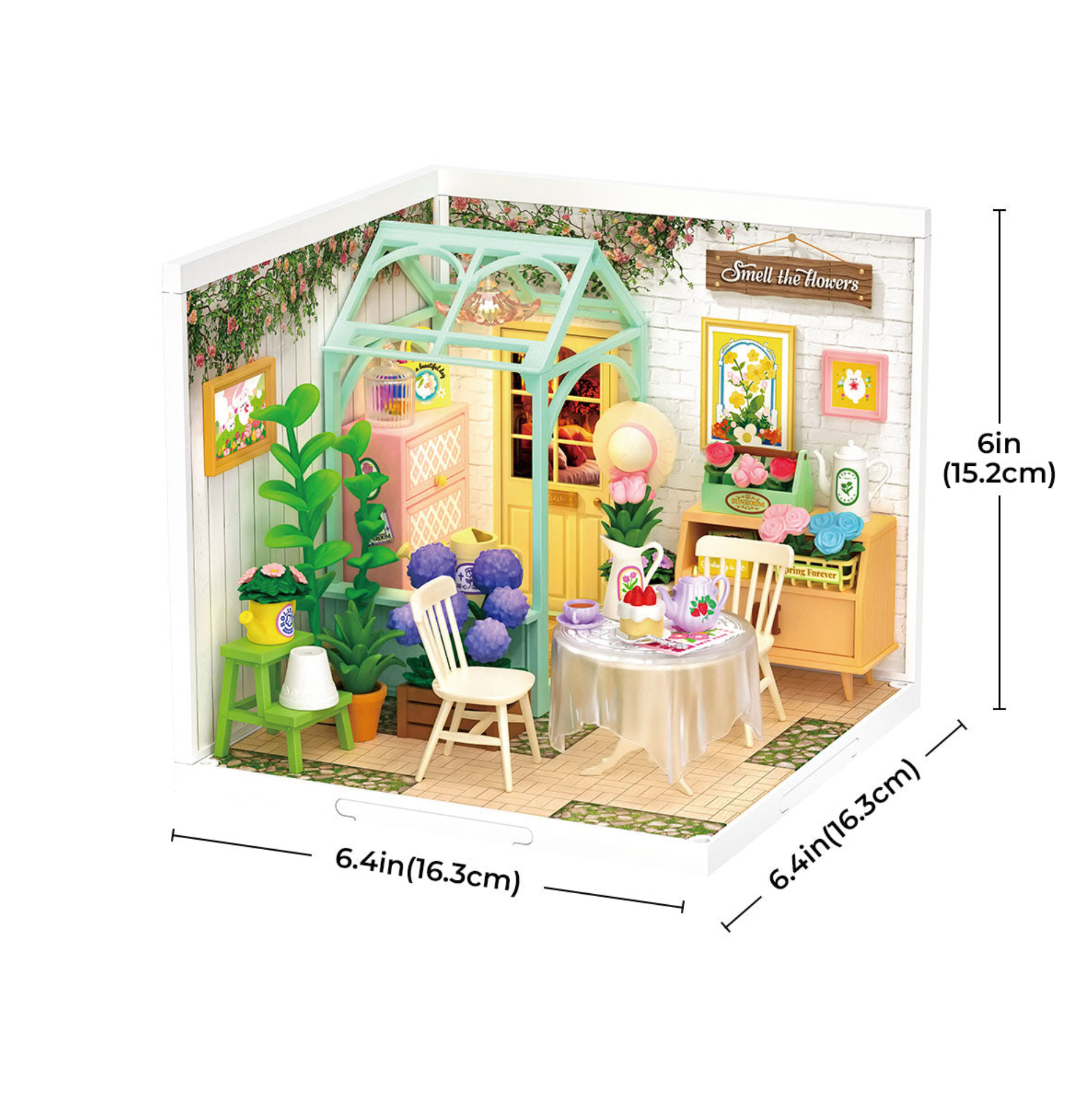 ROBOTIME Blooming Tea Garden DIY Miniature House - Super Creator