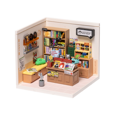 ROBOTIME Super Creator Fascinating Book Store DIY Miniature House Kit - Super Creator