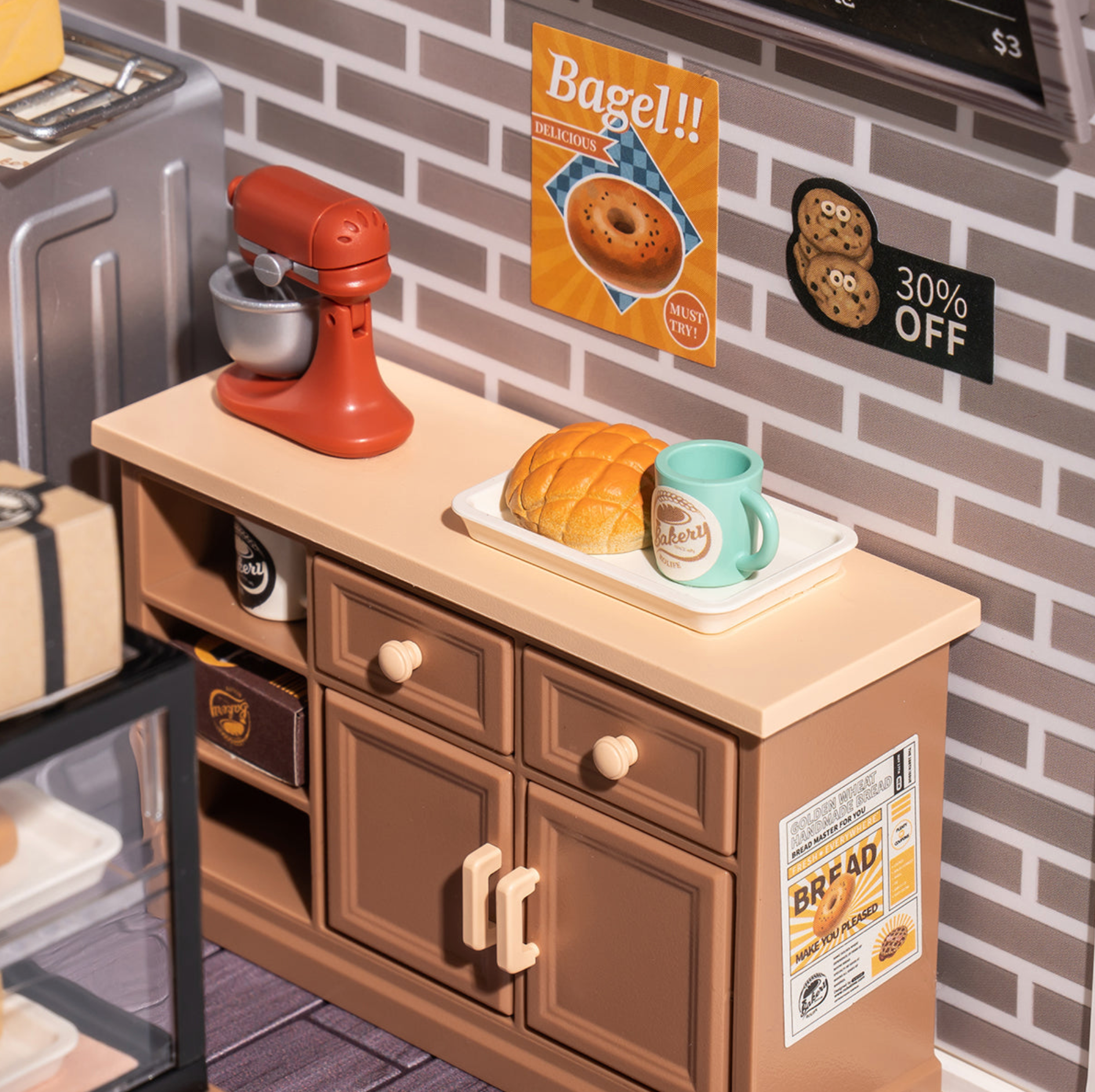 ROBOTIME Super Creator Golden Wheat Bakery DIY Miniature House Kit - Super Creator