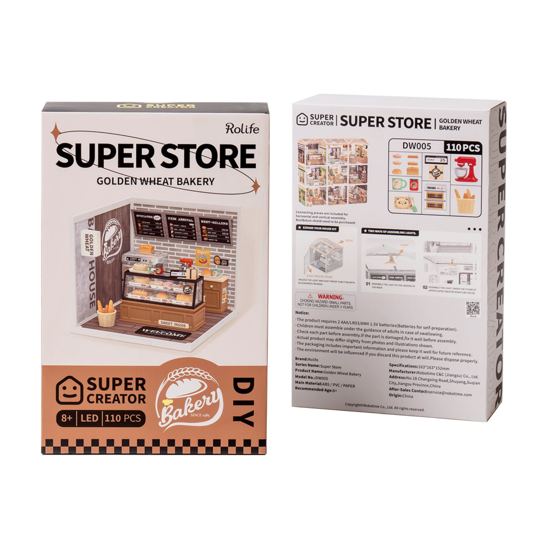 ROBOTIME Super Creator Golden Wheat Bakery DIY Miniature House Kit - Super Creator