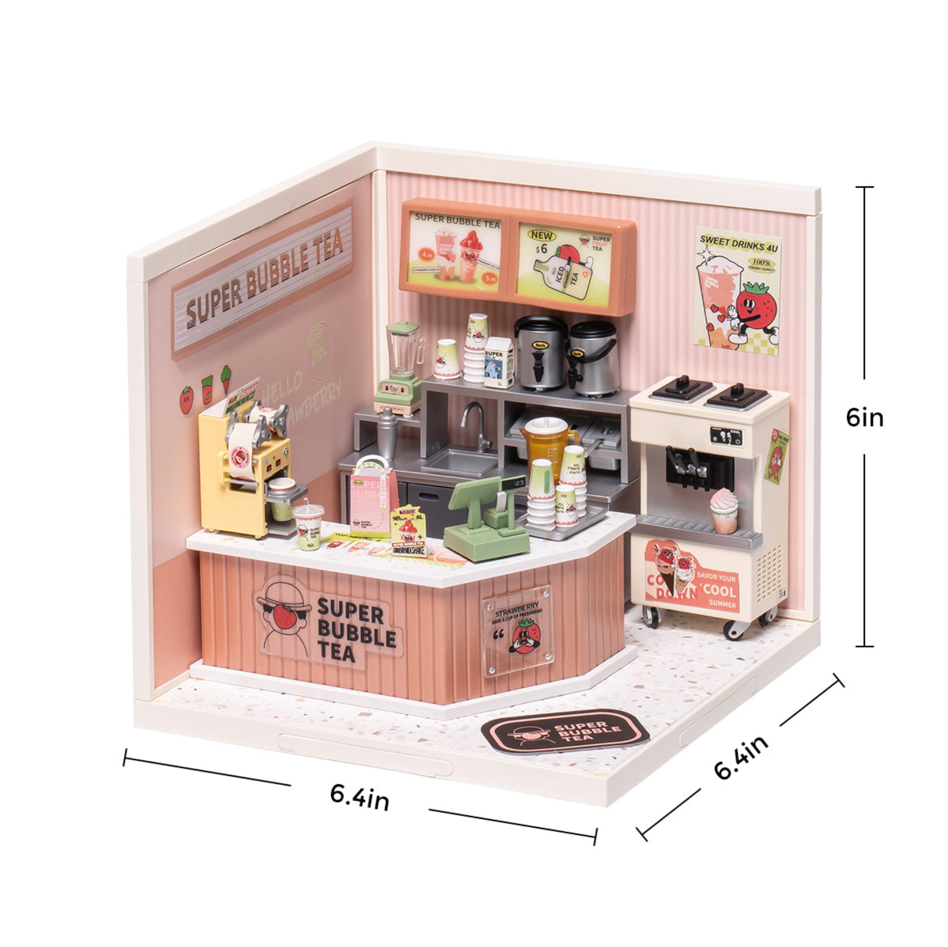 ROBOTIME Super Creator Double Joy Bubble Tea DIY Miniature House Kit - Super Creator