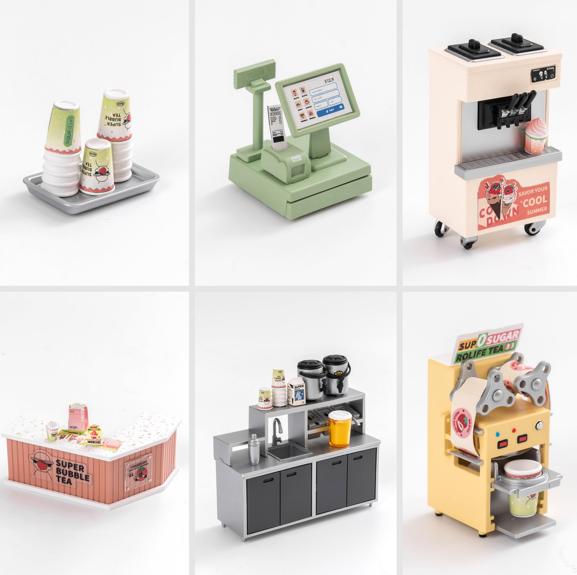 ROBOTIME Super Creator Double Joy Bubble Tea DIY Miniature House Kit - Super Creator