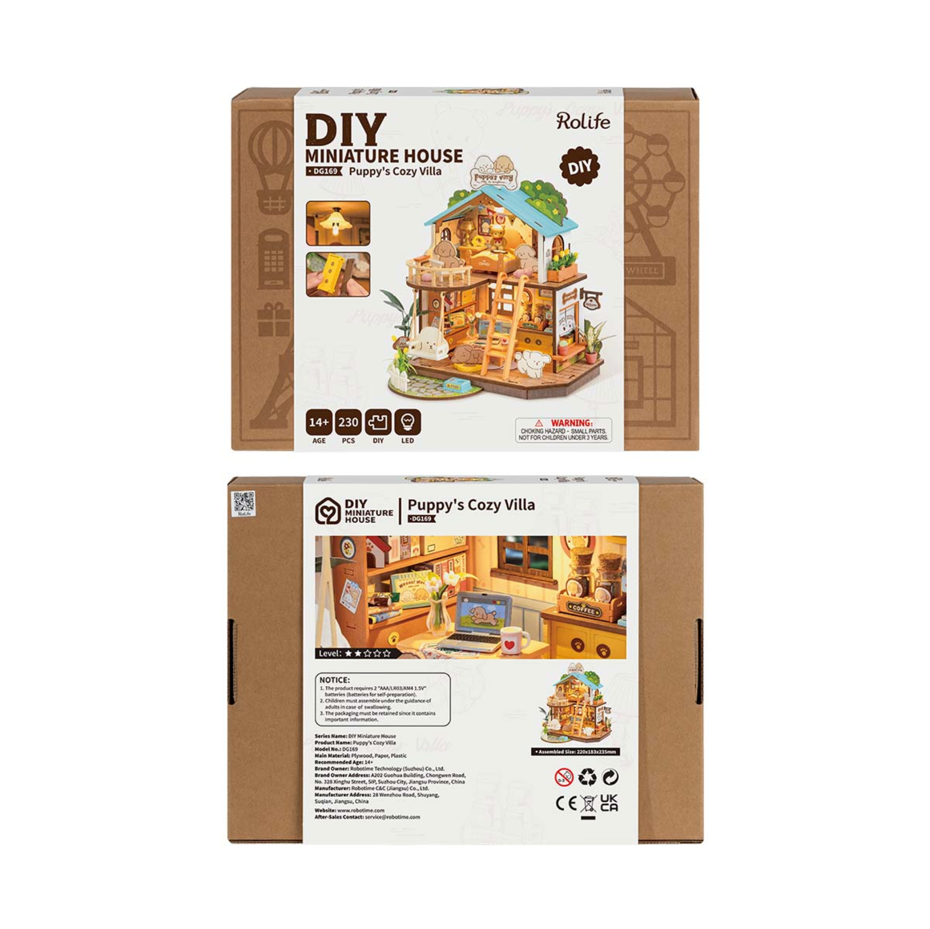 ROBOTIME Puppy's Cozy Villa DIY Miniature House