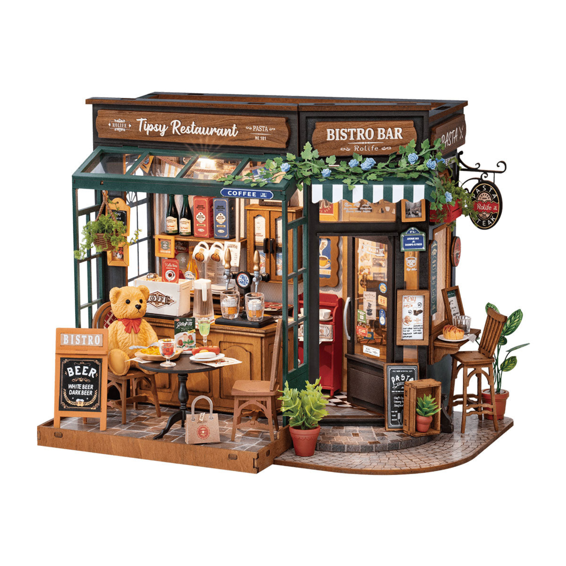 ROBOTIME Tipsy Restaurant DIY Miniature House