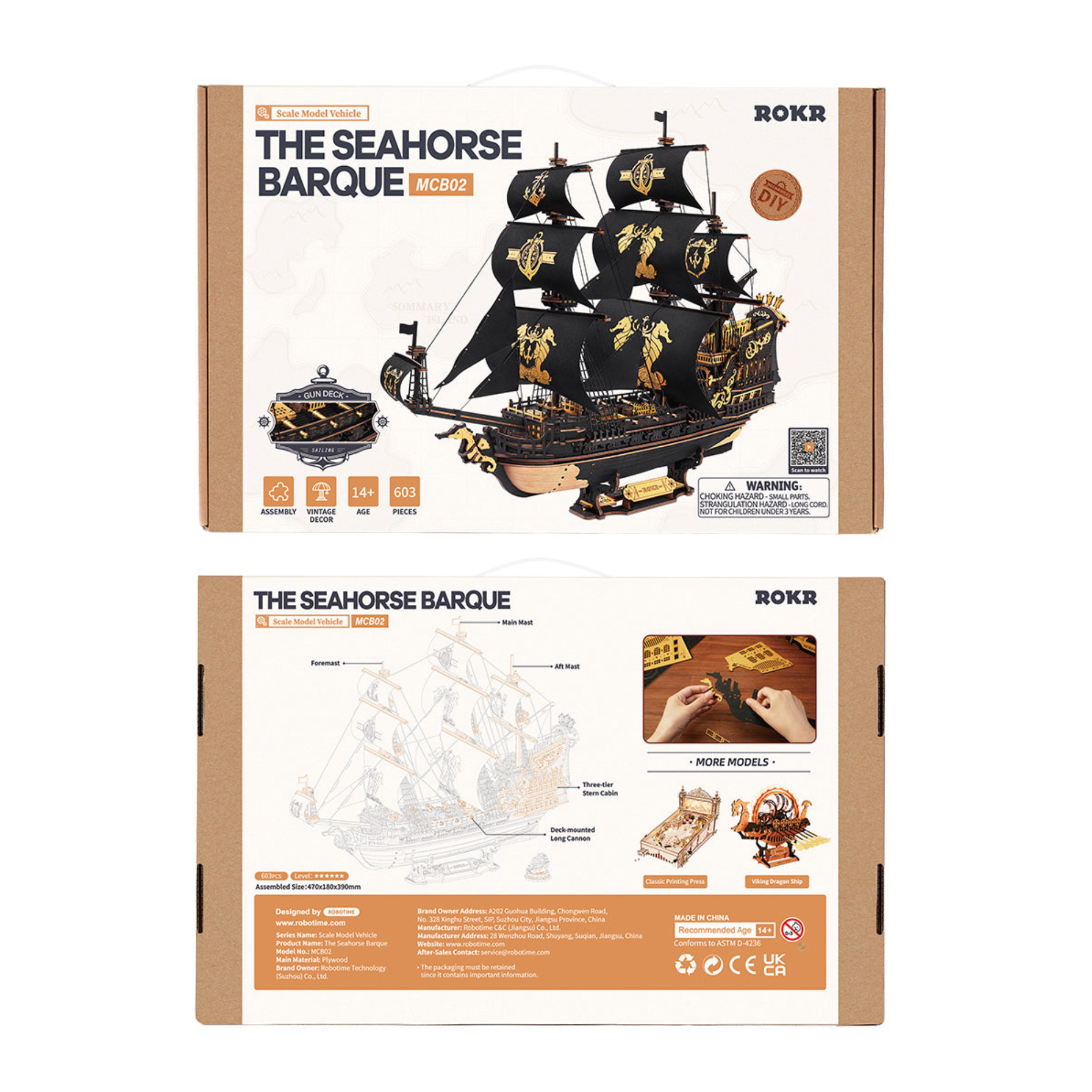 ROBOTIME The Seahorse Barque 3D Wooden Puzzle