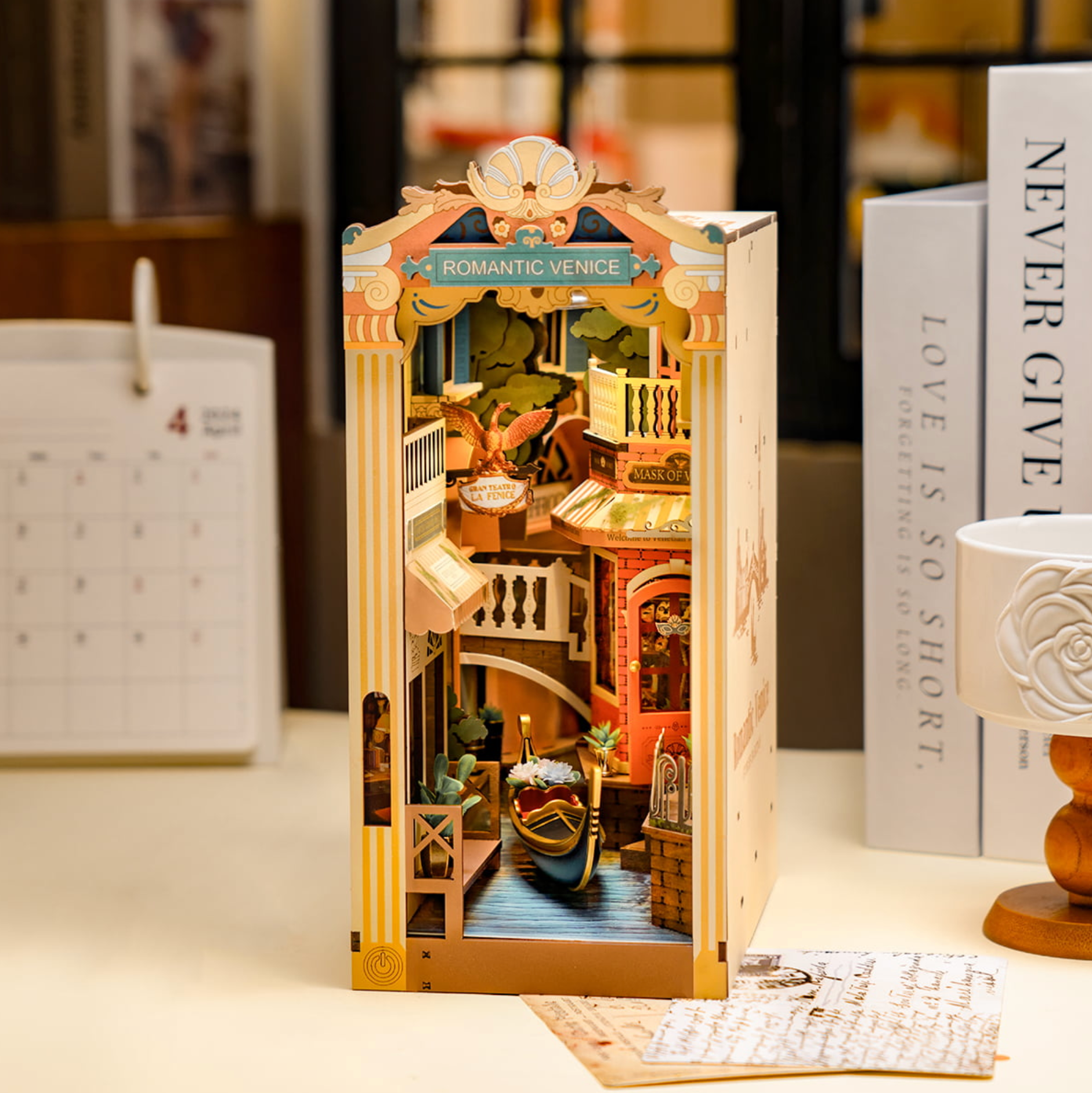 ROBOTIME Romantic Venice DIY Book Nook Shelf Insert Kit