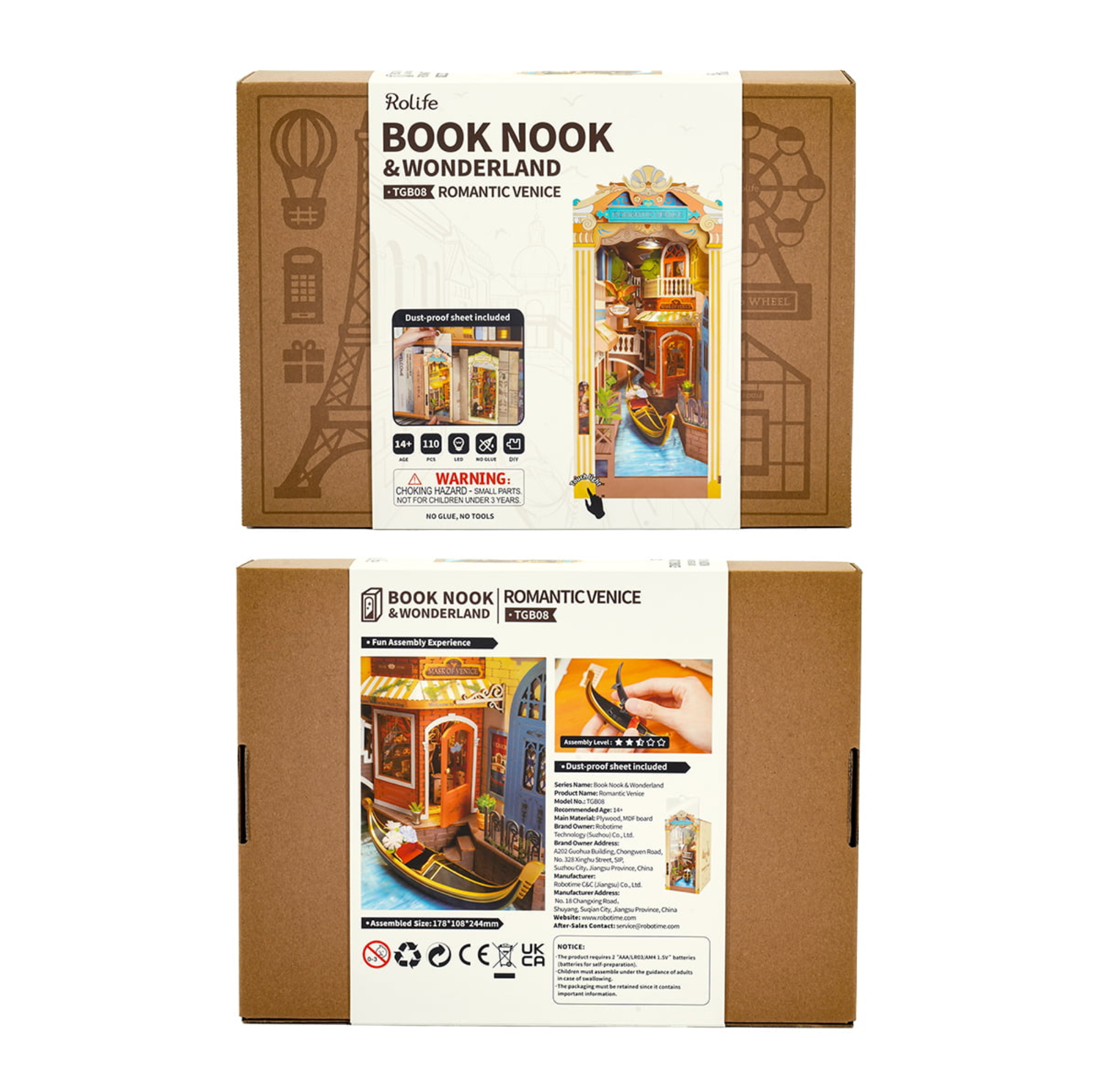 ROBOTIME Romantic Venice DIY Book Nook Shelf Insert Kit