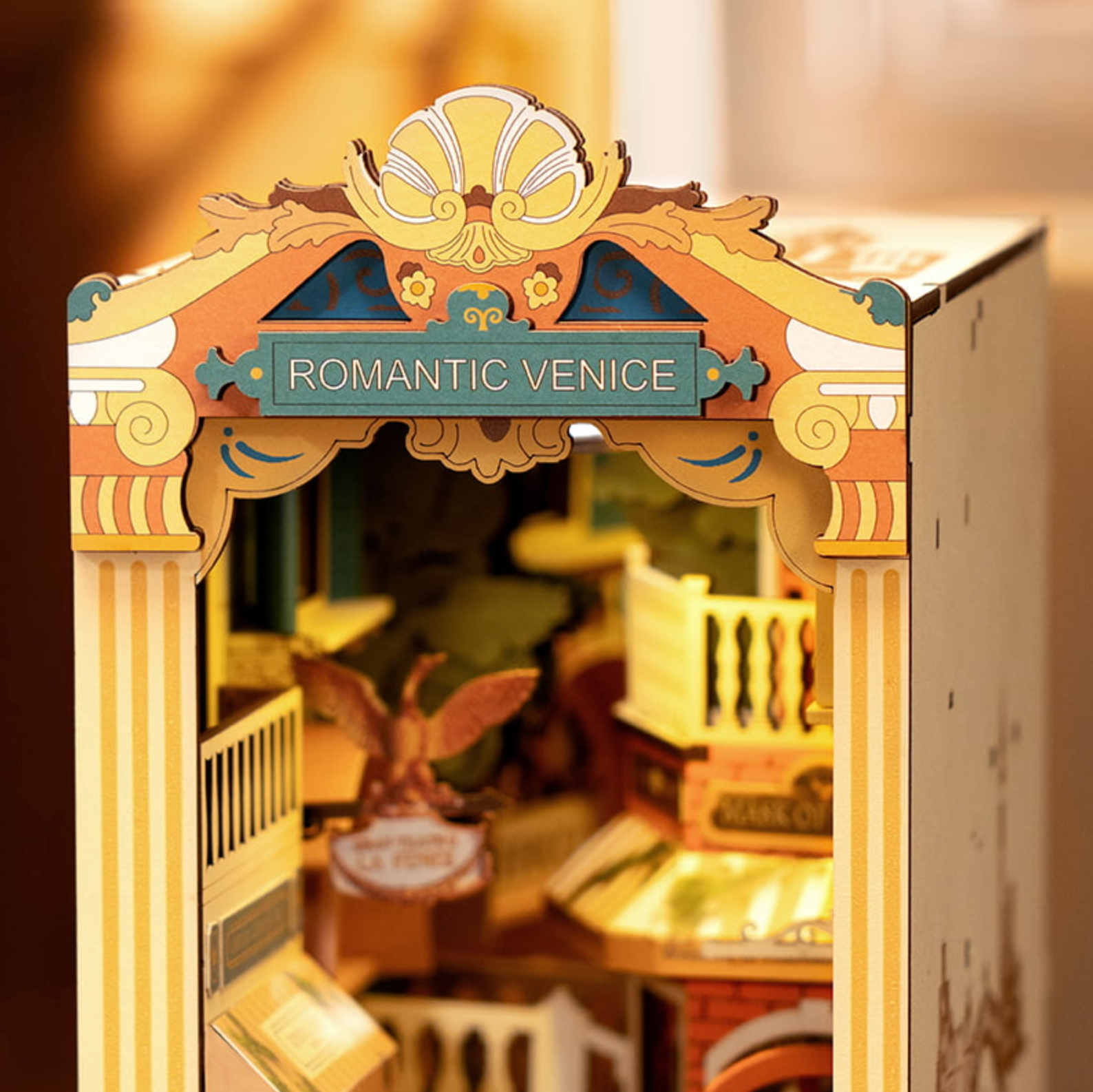 ROBOTIME Romantic Venice DIY Book Nook Shelf Insert Kit