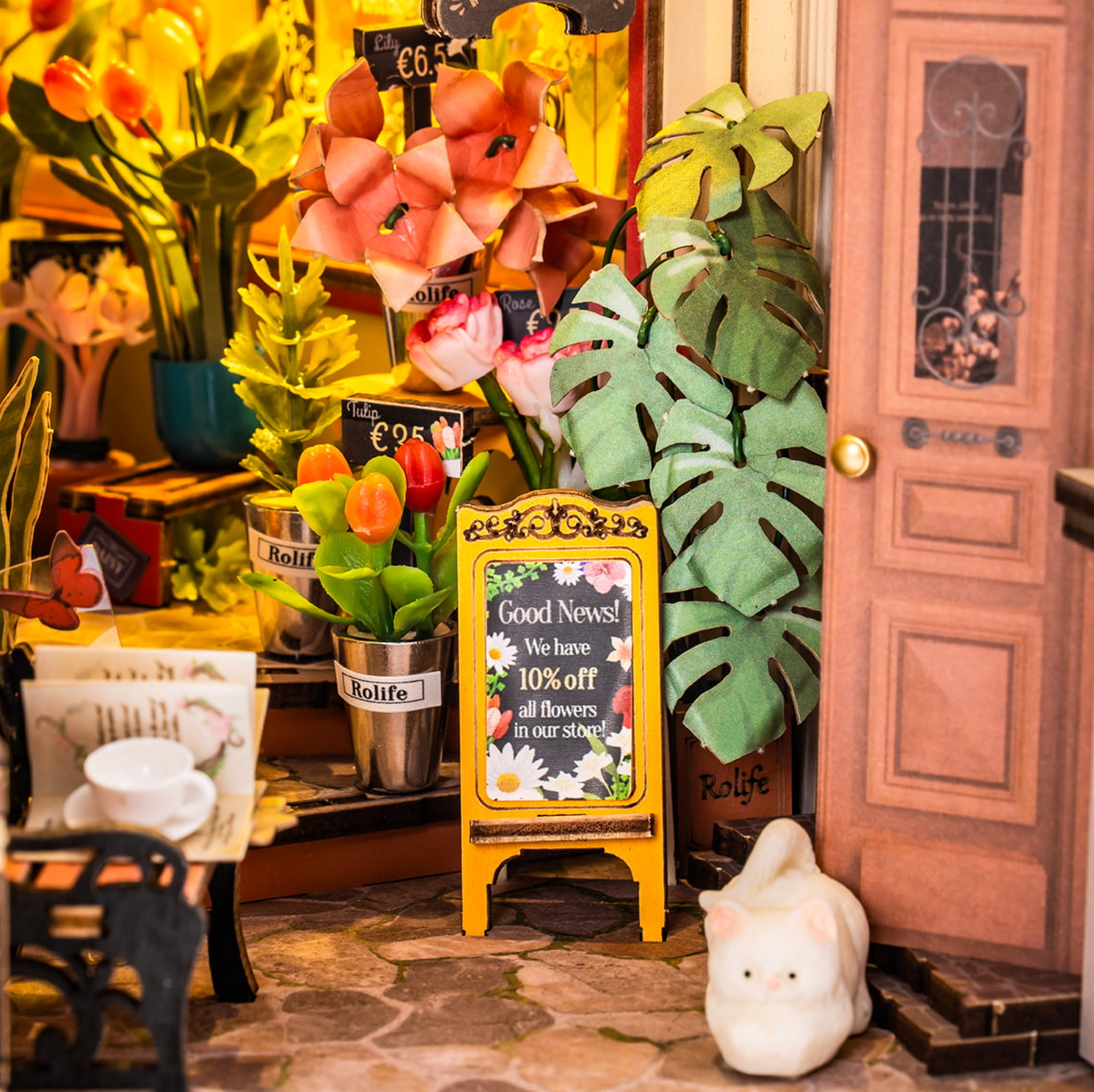 ROBOTIME Floral Corner DIY Book Nook Shelf Insert Kit