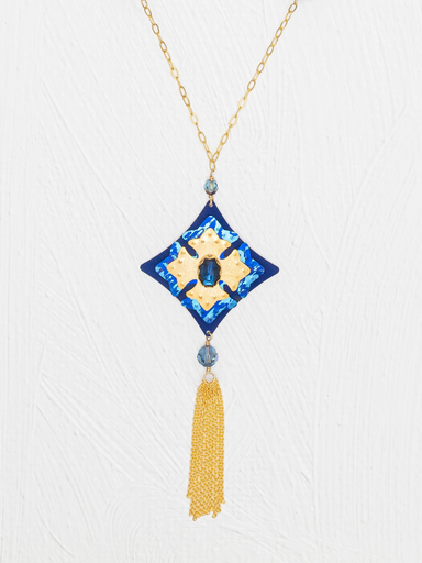 Holly Yashi Elizabeth Medallion Necklace - Dark Indigo