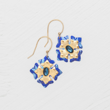 Holly Yashi Elizabeth Medallion Earrings - Sapphire Blue