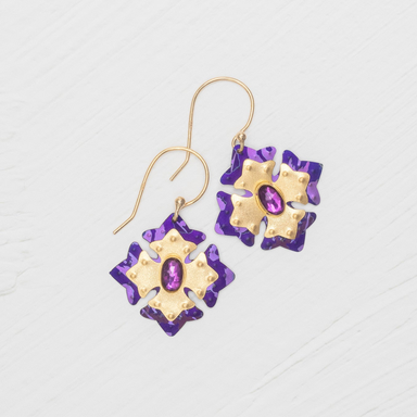 Holly Yashi Elizabeth Medallion Earrings - Royal Purple