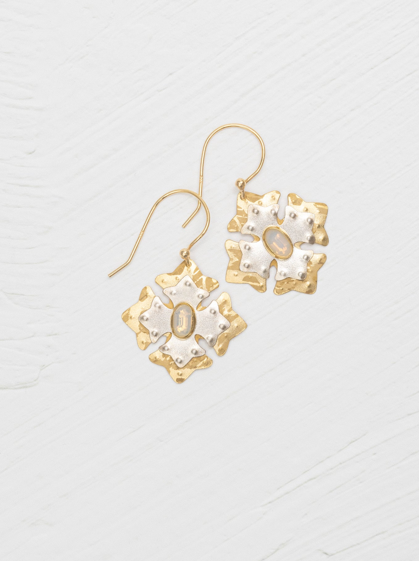 Holly Yashi Elizabeth Medallion Earrings - Opal and Gold