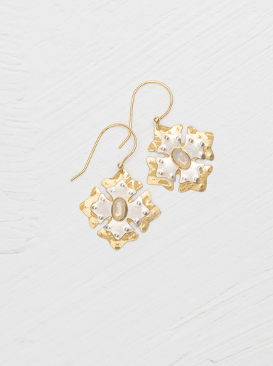 Holly Yashi Elizabeth Medallion Earrings - Opal and Gold