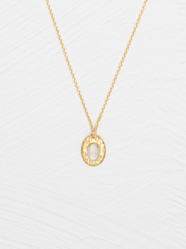 Holly Yashi Gracie Oval Pendant Necklace - Opal and Gold