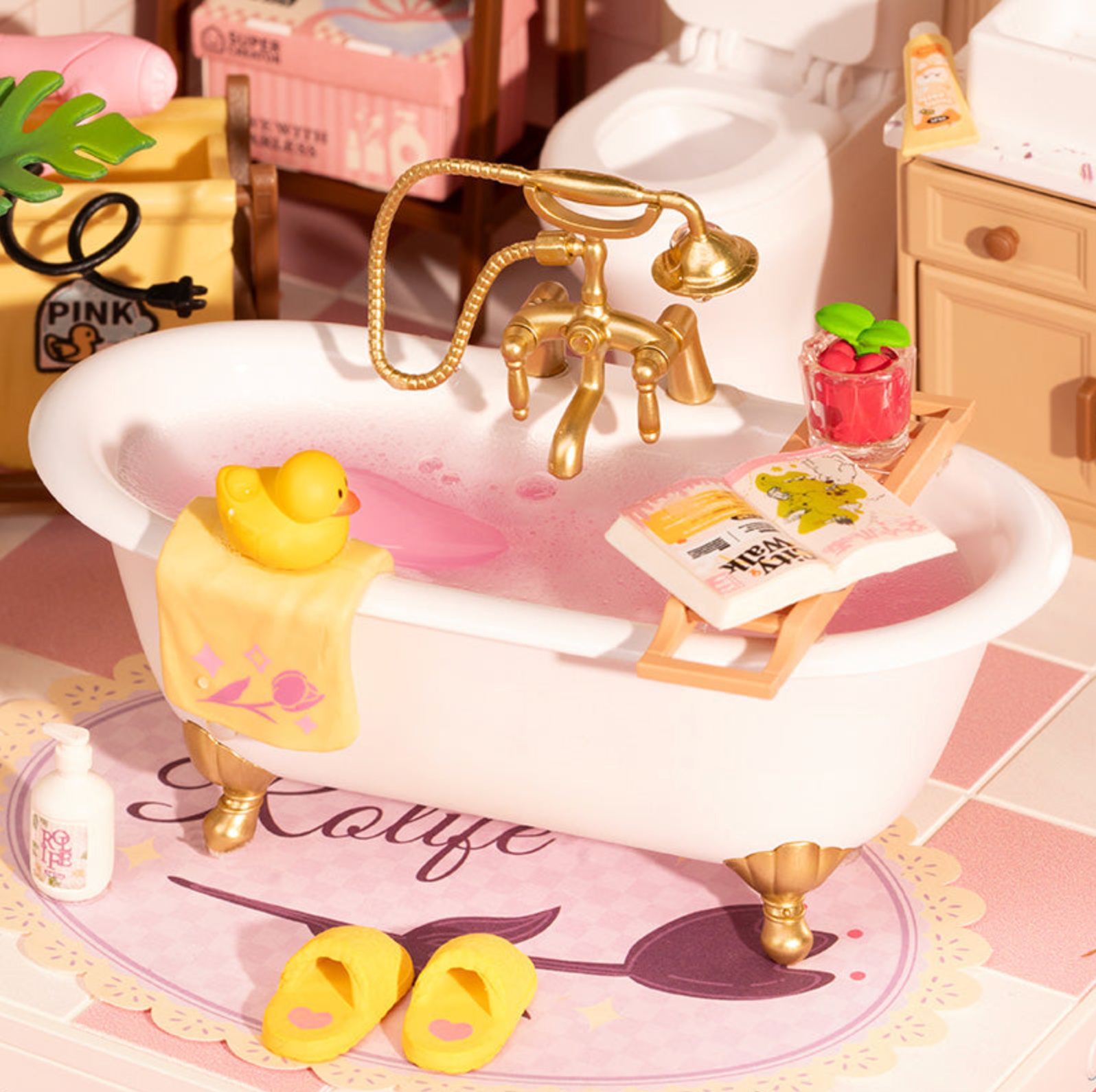 ROBOTIME Pop Bubble Bathroom DIY Miniature House - Super Creator