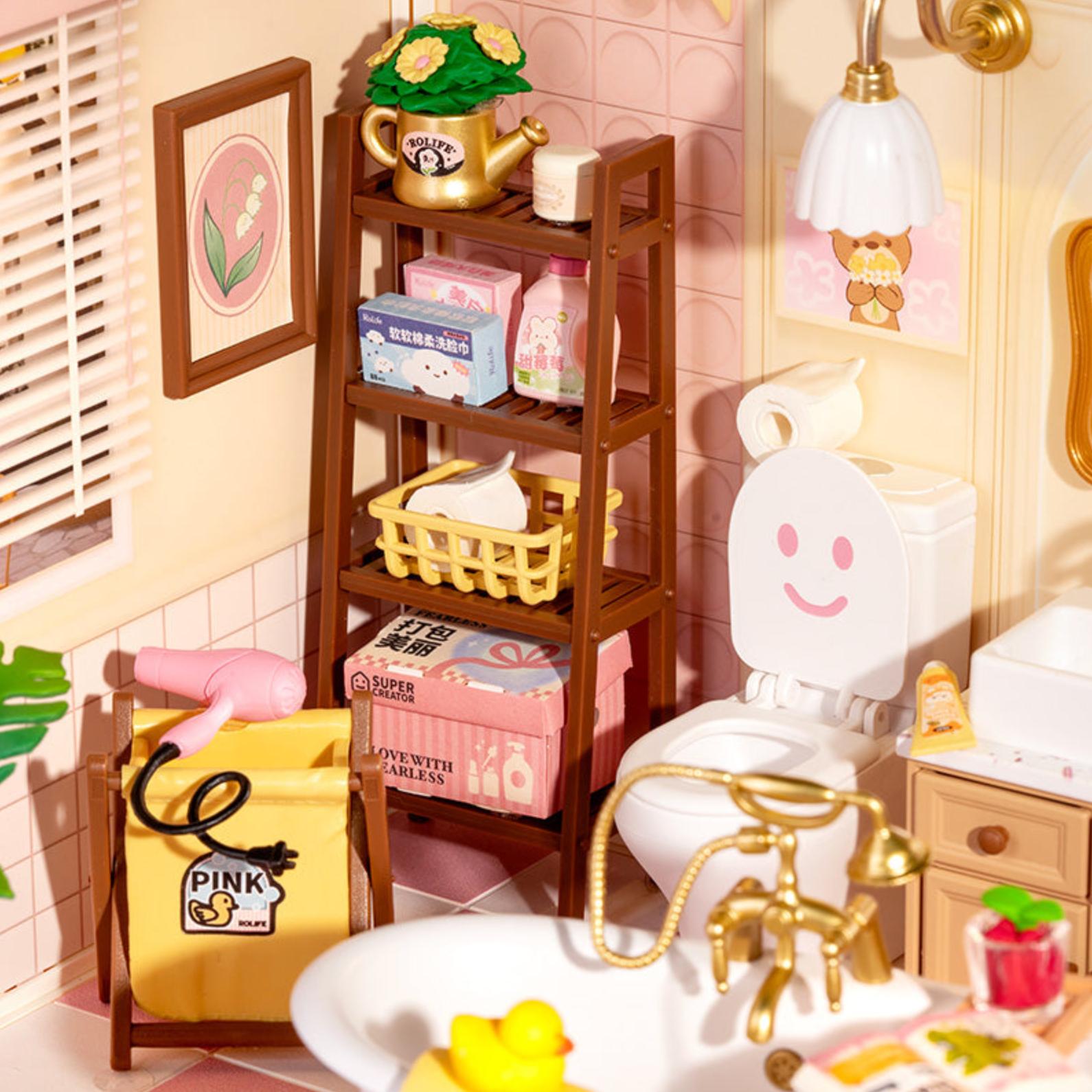 ROBOTIME Pop Bubble Bathroom DIY Miniature House - Super Creator