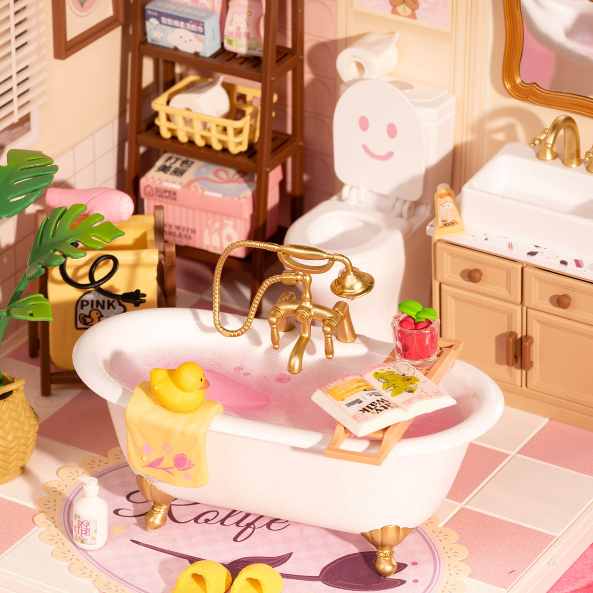 ROBOTIME Pop Bubble Bathroom DIY Miniature House - Super Creator