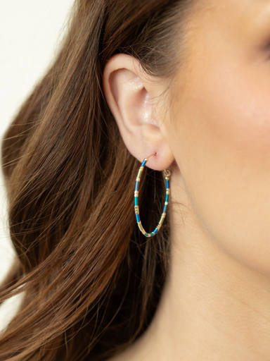 HOLLY YASHI Sierra Large Hoop Earrings - Blue and Gold