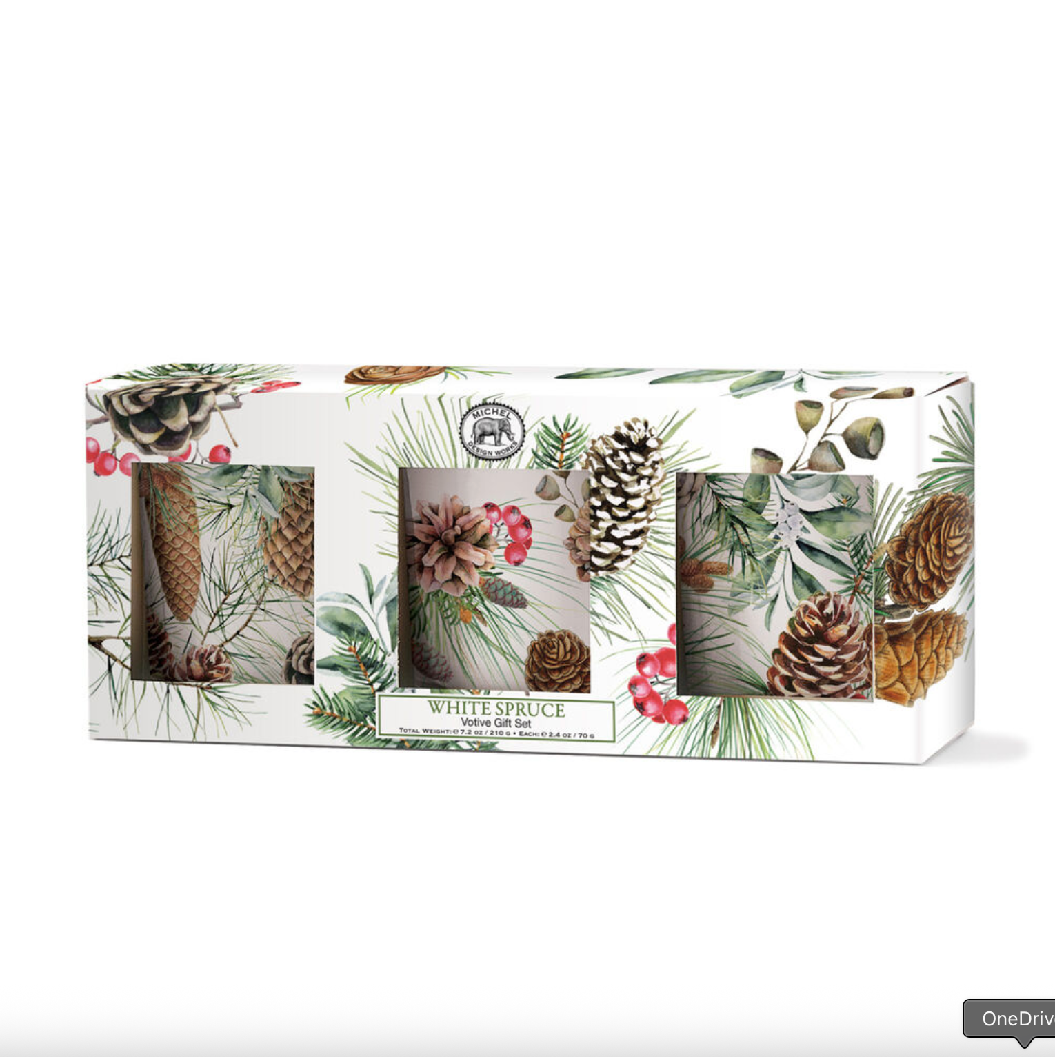 MICHEL DESIGNS White Spruce Votive Gift Set