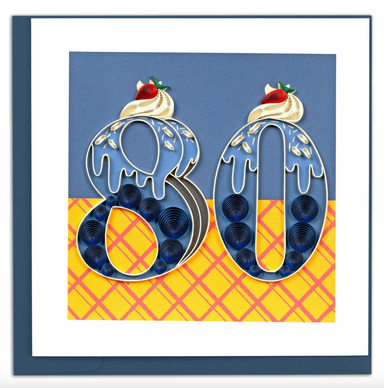 80th Birthday Quilled Greeting Card