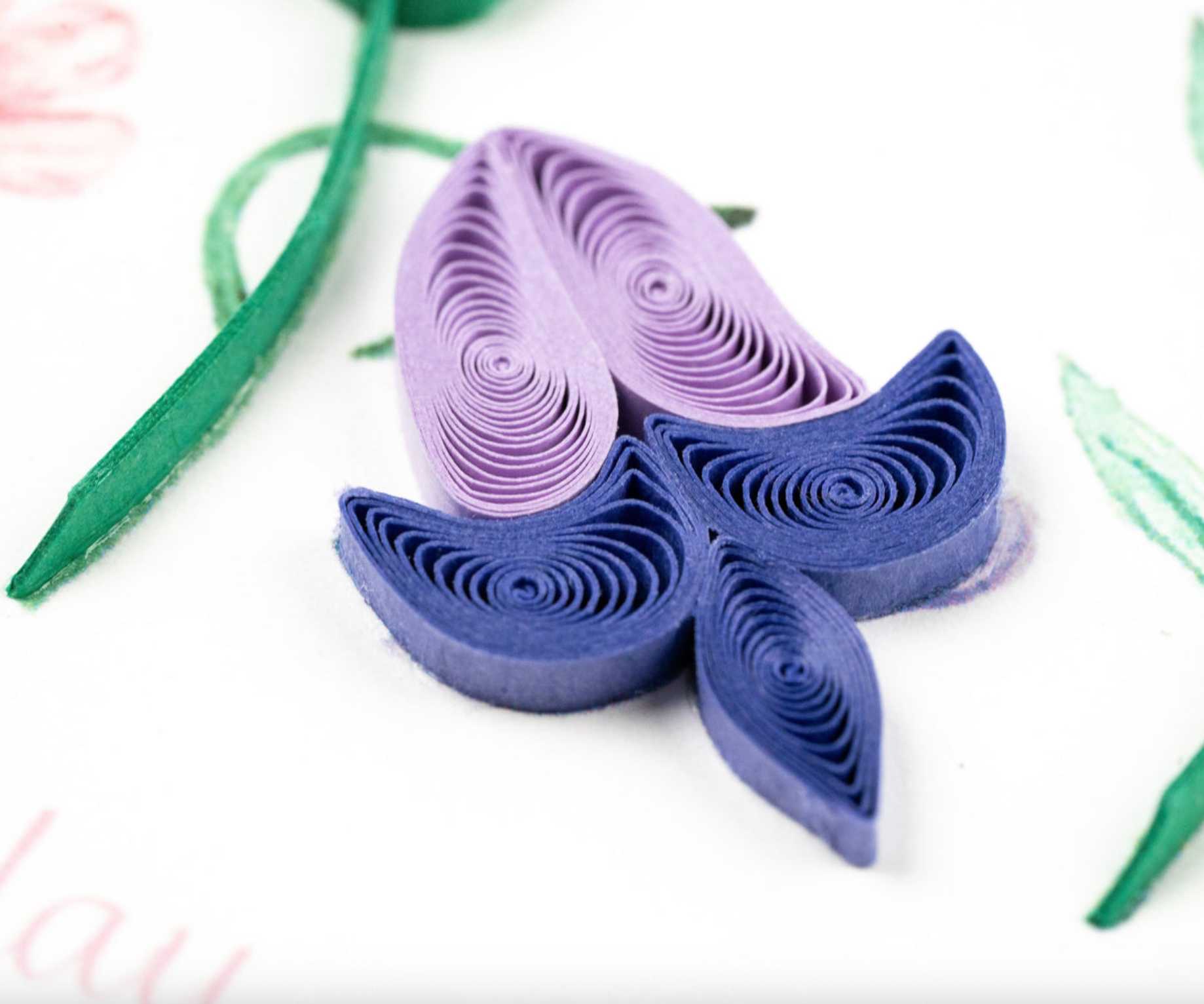 Flowers & Blue Butterflies Birthday Quilling Card