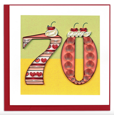 70th Birthday Quilled Greeting Card