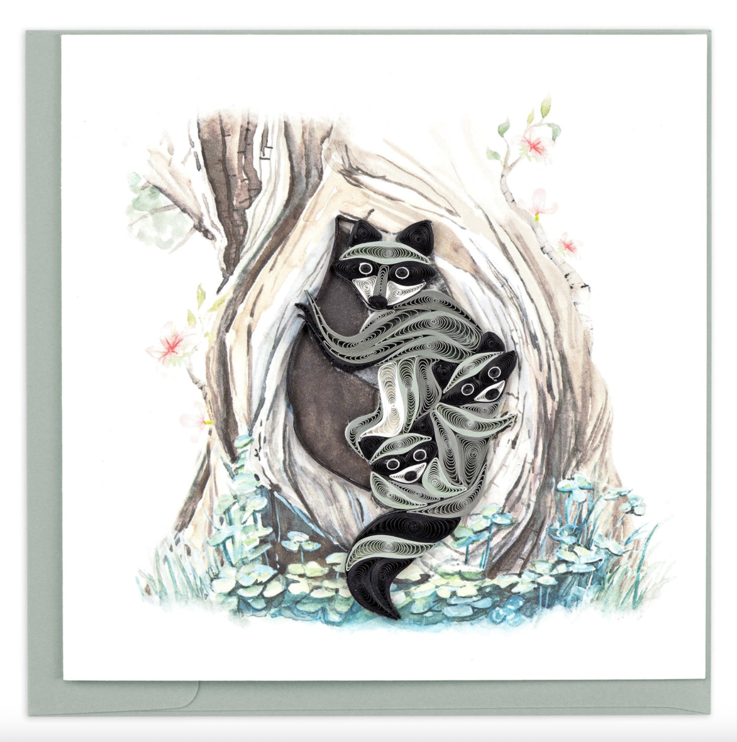 Raccoon in Tree Hole Blank Quilling Card Card