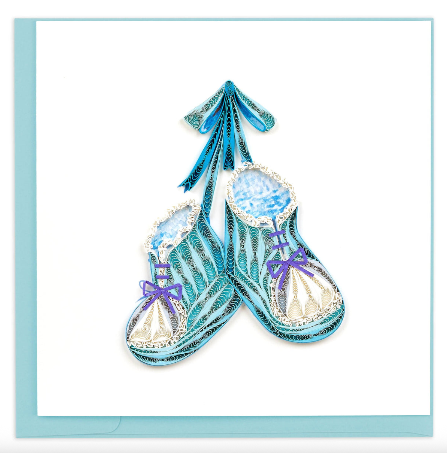 Knit Blue Baby Booties Blank Quilling Card