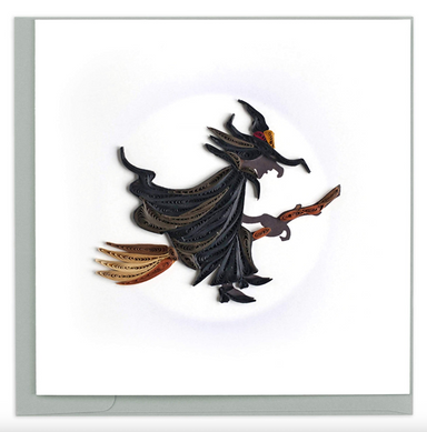 Flying Witch Halloween Quilling Card