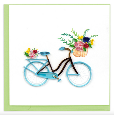Bicycle & Flower Basket Blank Quilling Card