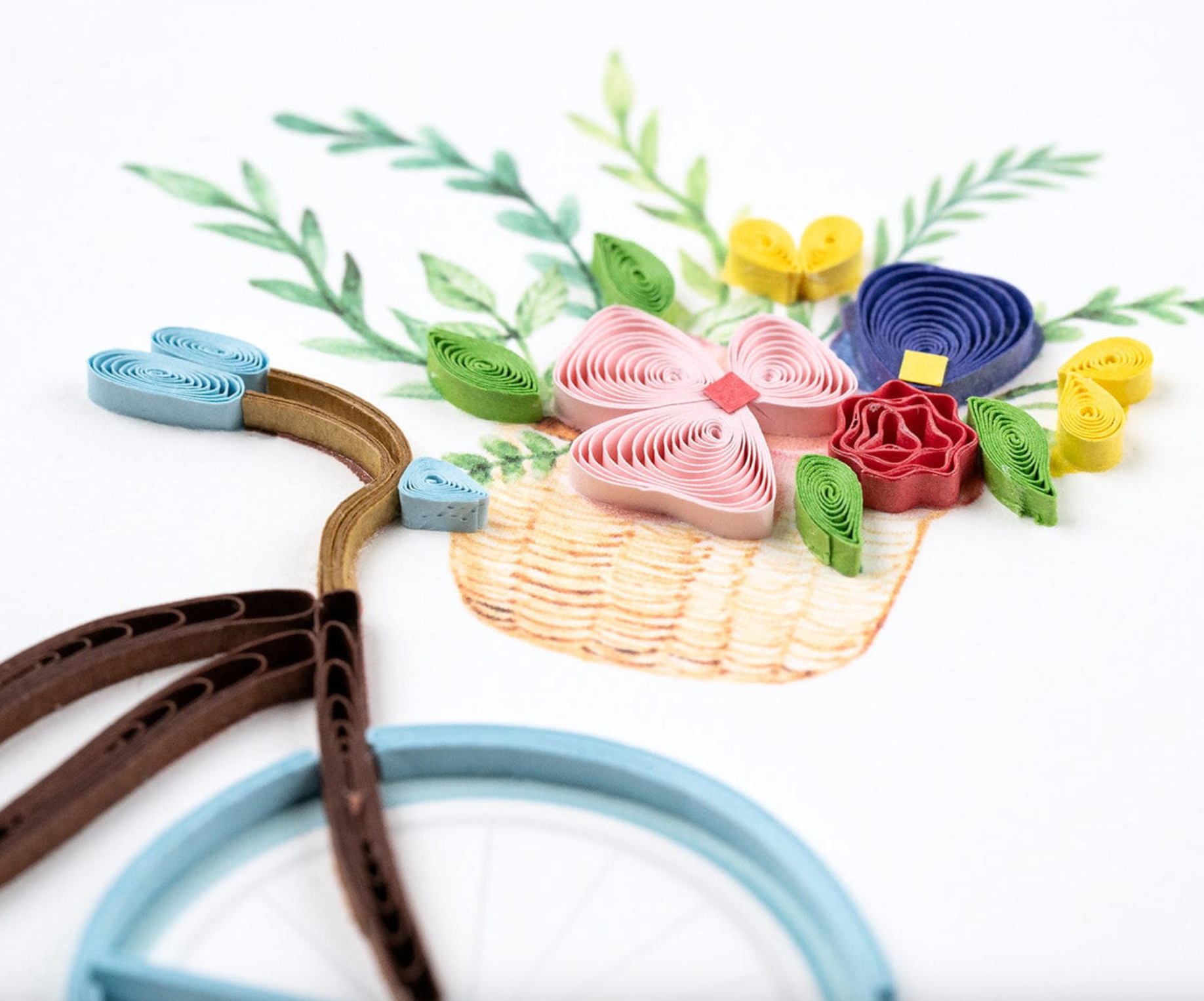 Bicycle & Flower Basket Blank Quilling Card