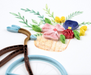 Bicycle & Flower Basket Blank Quilling Card