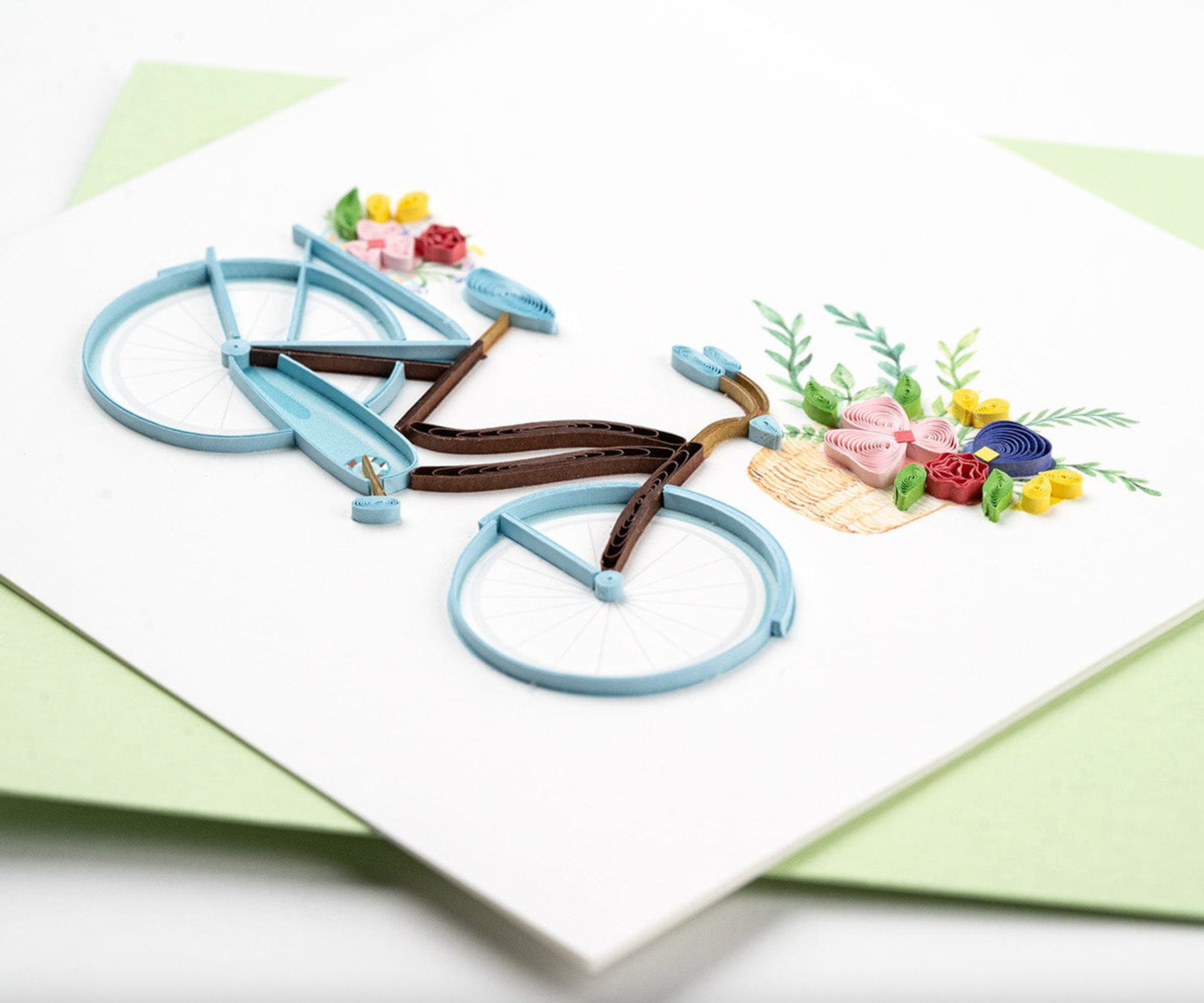 Bicycle & Flower Basket Blank Quilling Card