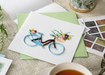 Bicycle & Flower Basket Blank Quilling Card