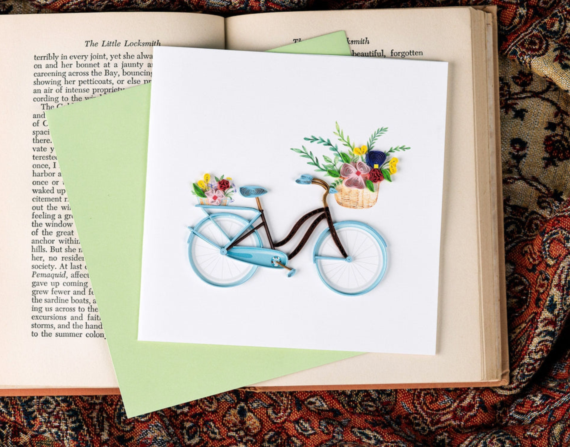 Bicycle & Flower Basket Blank Quilling Card