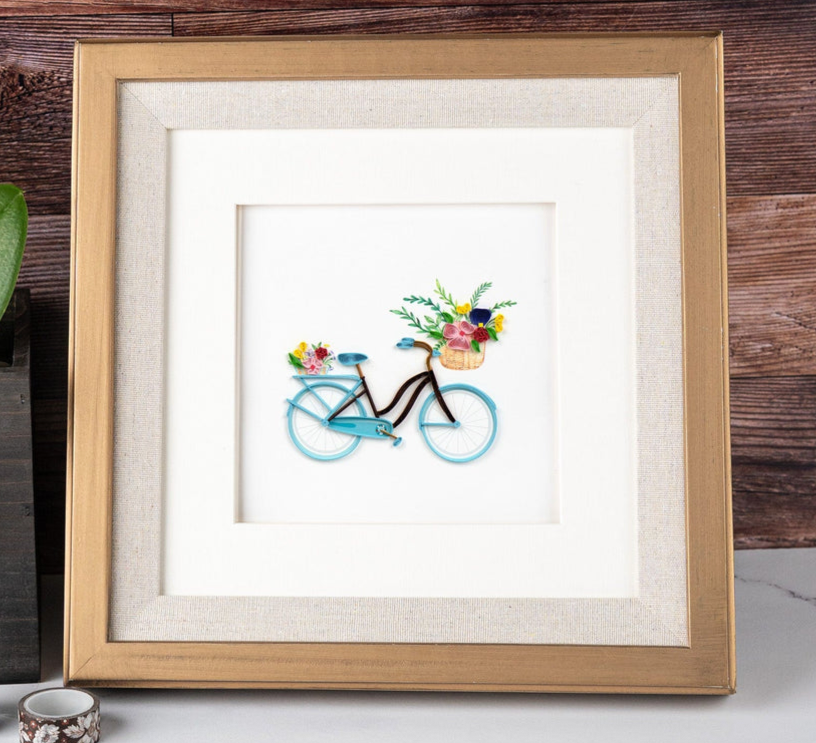 Bicycle & Flower Basket Blank Quilling Card