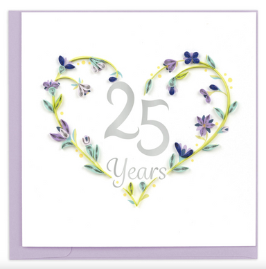 25th Silver Wedding Anniversary Quilling Card
