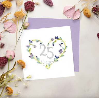 25th Silver Wedding Anniversary Quilling Card