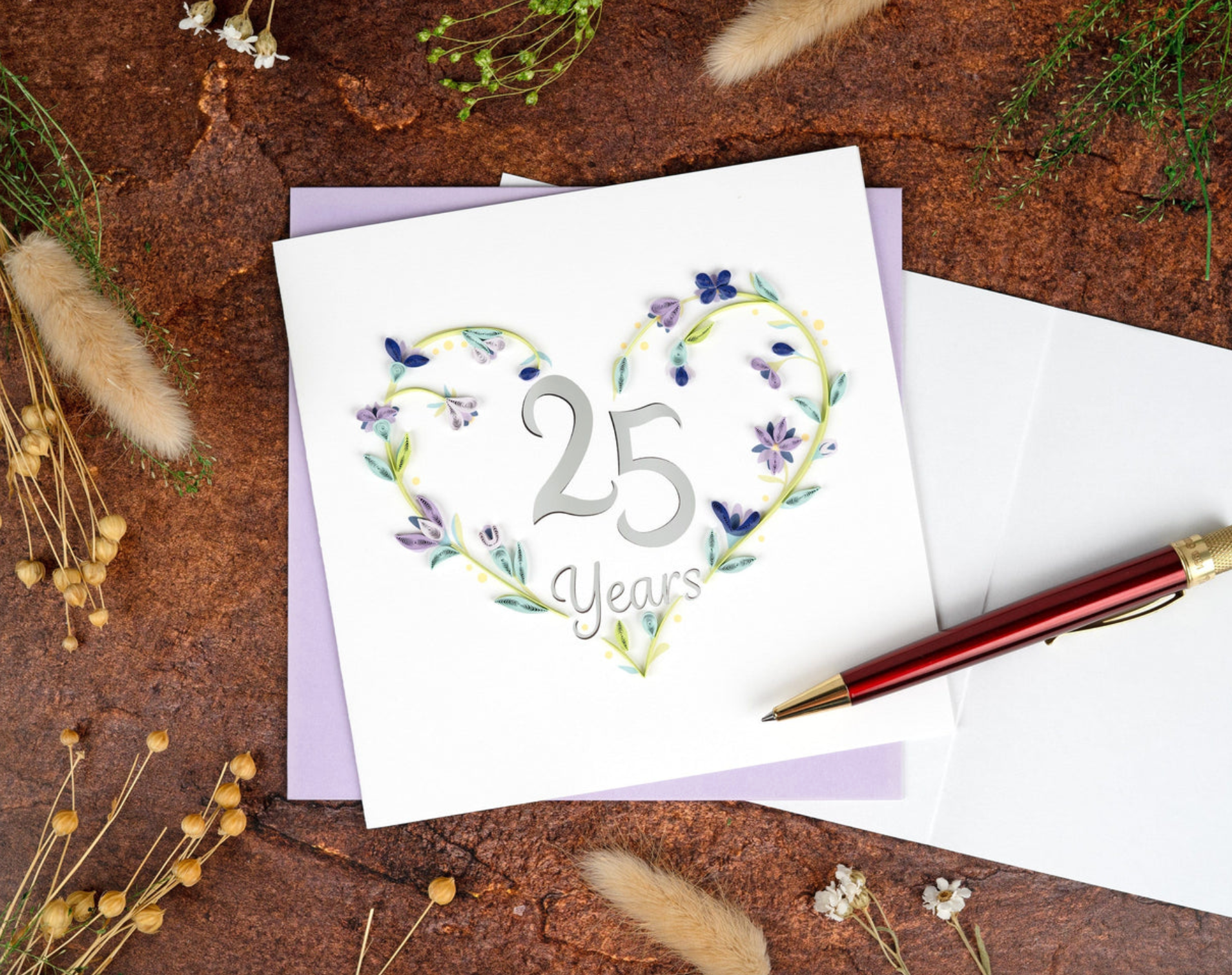 25th Silver Wedding Anniversary Quilling Card