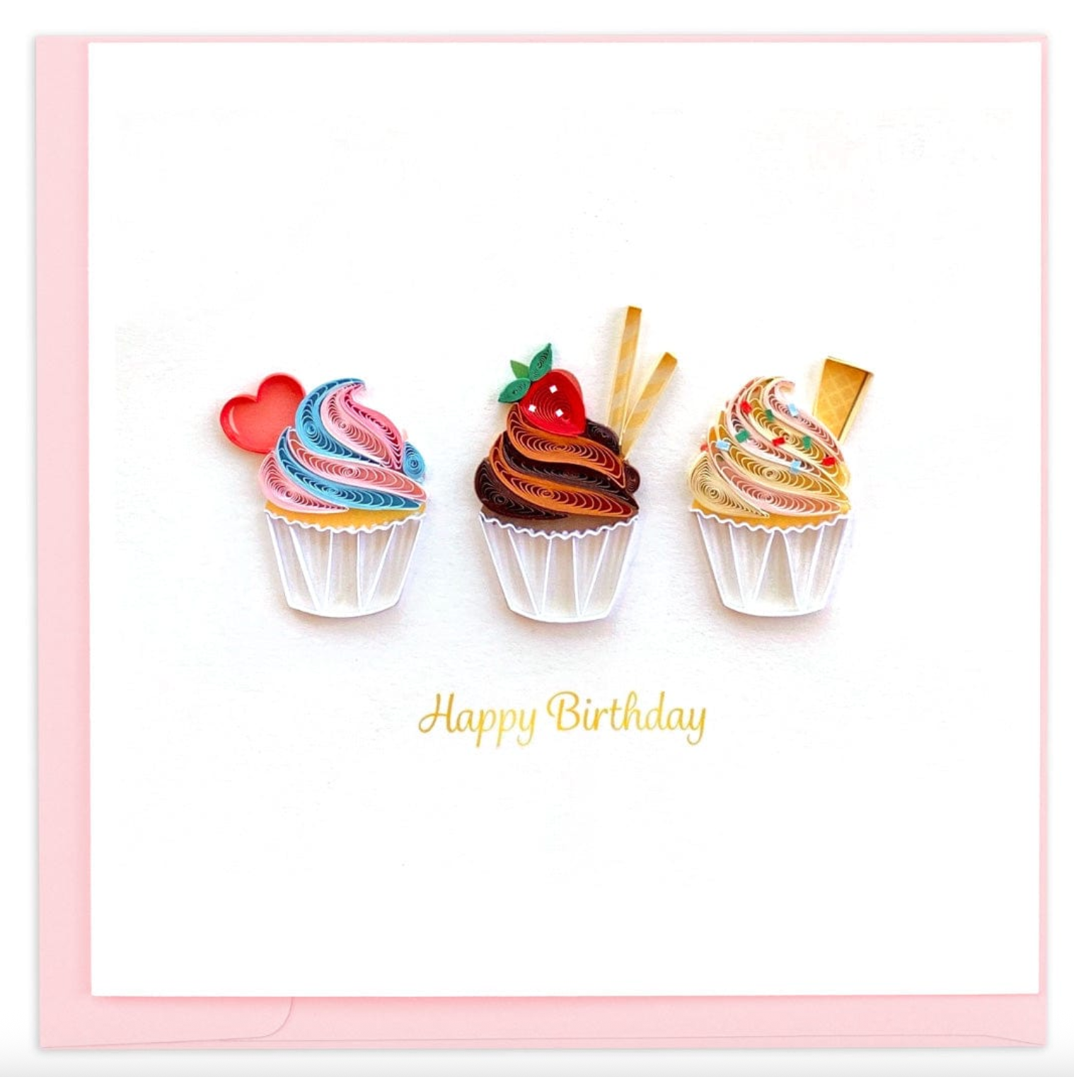 Birthday Cupcake Trio Blank Quilling Card