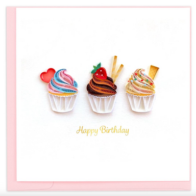 Birthday Cupcake Trio Blank Quilling Card