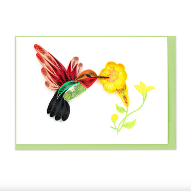 Hummingbird & Yellow Flower Blank Quilling Gift Enclosure