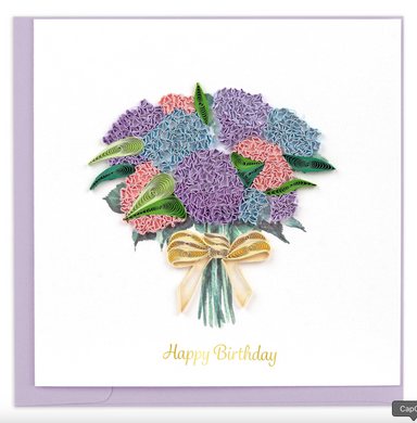 Hydrangea Bouquet Happy Birthday Quilling Card