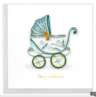 Blue Baby Buggy Blank Quilling Card