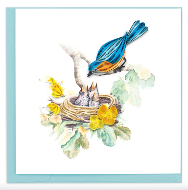 Bluebird & Babies Bank Quilling Card